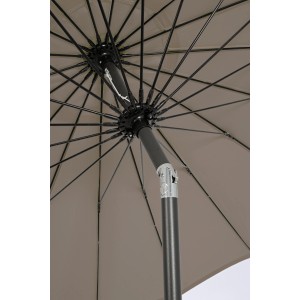 Detailaufnahme: Yes Marktschirm ATLANTA, Ø 270 cm, anthrazit-taupe, mit Kurbelmechanik.