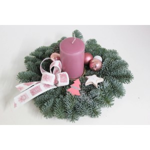 Adventsgesteck Nobilis mit 1 Kerze Ø 32 cm Altrosa