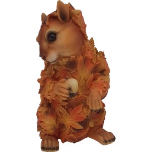 Dekorative Gartenfigur: Ahorneichhörnchen mit Eichel aus wetterfestem Polyresin.