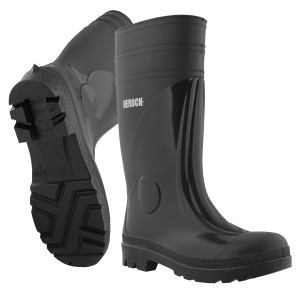 Schwarze Herock Stiefel Worker, Größe 39, Sicherheitsklasse S5, wasserdicht und mit Zehenschutzkappe.