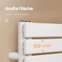 Weißer Emke Badheizkörper mit flachen Heizstäben, 60 mm Abstand für große Wärmeabgabe. Ideal als Handtuchwärmer.