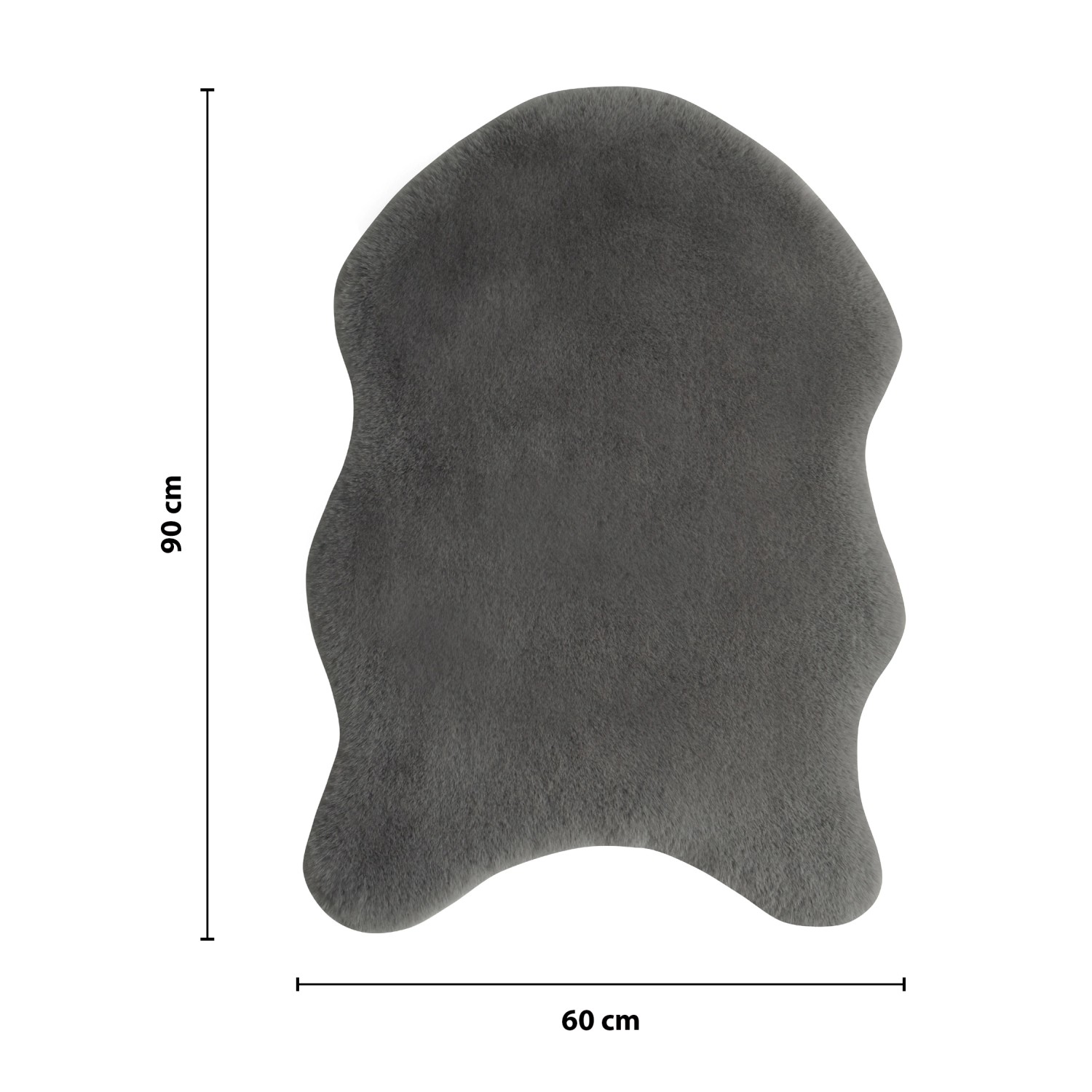 Anthrazitfarbener Kunstfell-Teppich, 60x90 cm, mit weichem Flor. Ideal für Wohnräume.