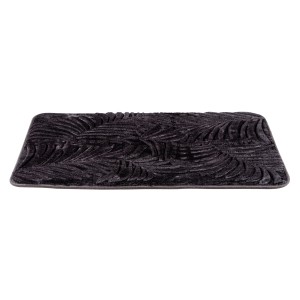 Grauer Wenko Badteppich Memory Foam Leaves, 50x80 cm, mit Palmenblatt-Design.