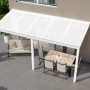 Weiße Terrassenüberdachung Professional 500x250 cm mit opalem Polycarbonat-Dach. Inklusive Regenablauf.