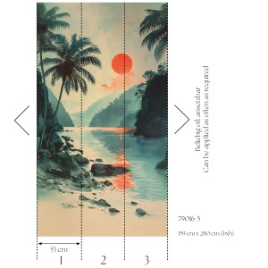 A.S. Creation Fototapete Strand Bucht 1,59 m x 2,8 m Blau-Rot FSC®