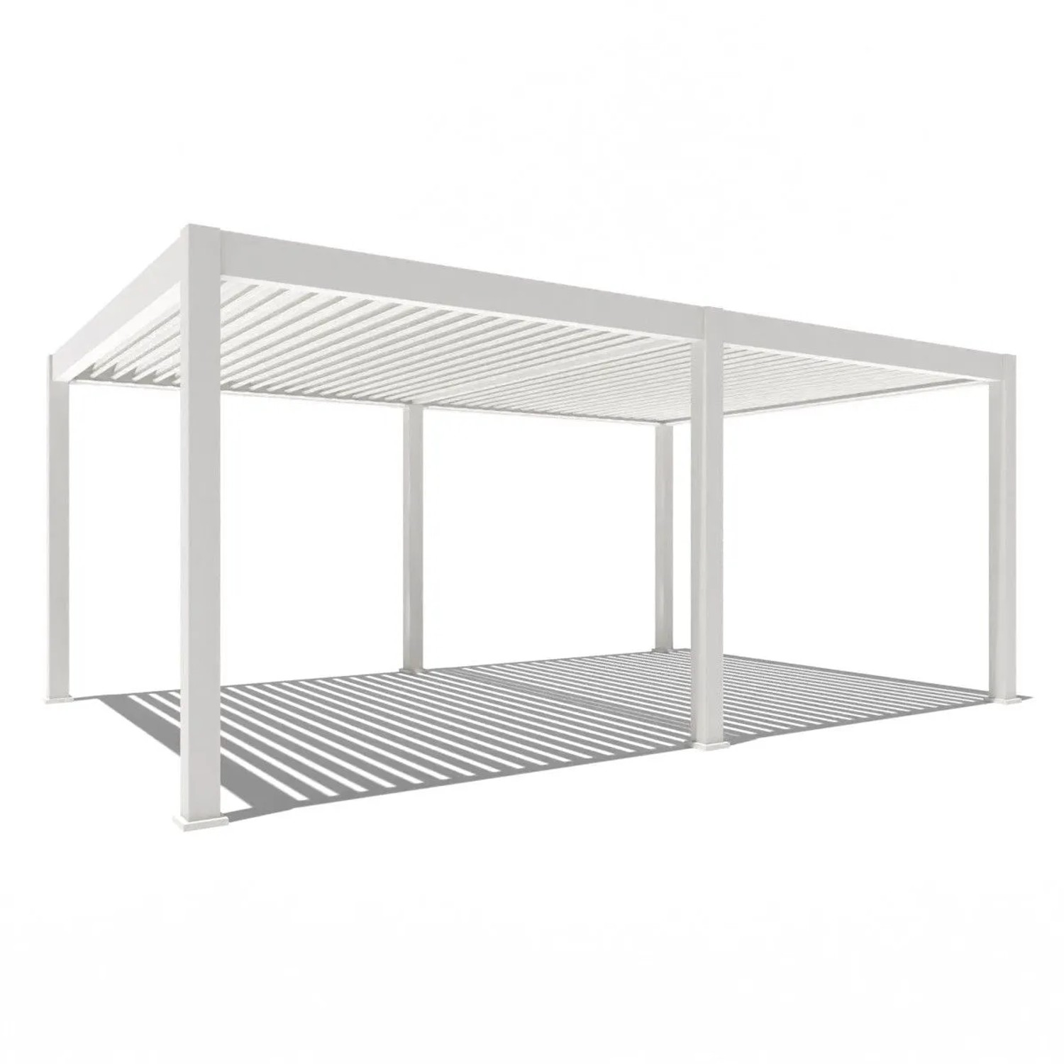 Weißer Weide Deluxe Plus Pavillon 4x6m aus Aluminium mit elektrischem Lamellendach für Terrassenüberdachung & Sonnenschutz.