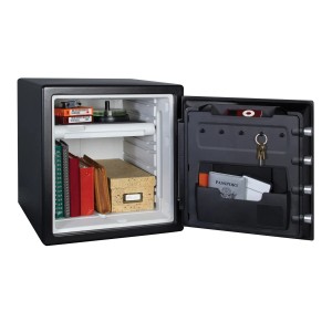 Offener Master Lock Sicherheitstresor LFW123FTC, feuer- und wasserbeständig, mit Inhalt.
