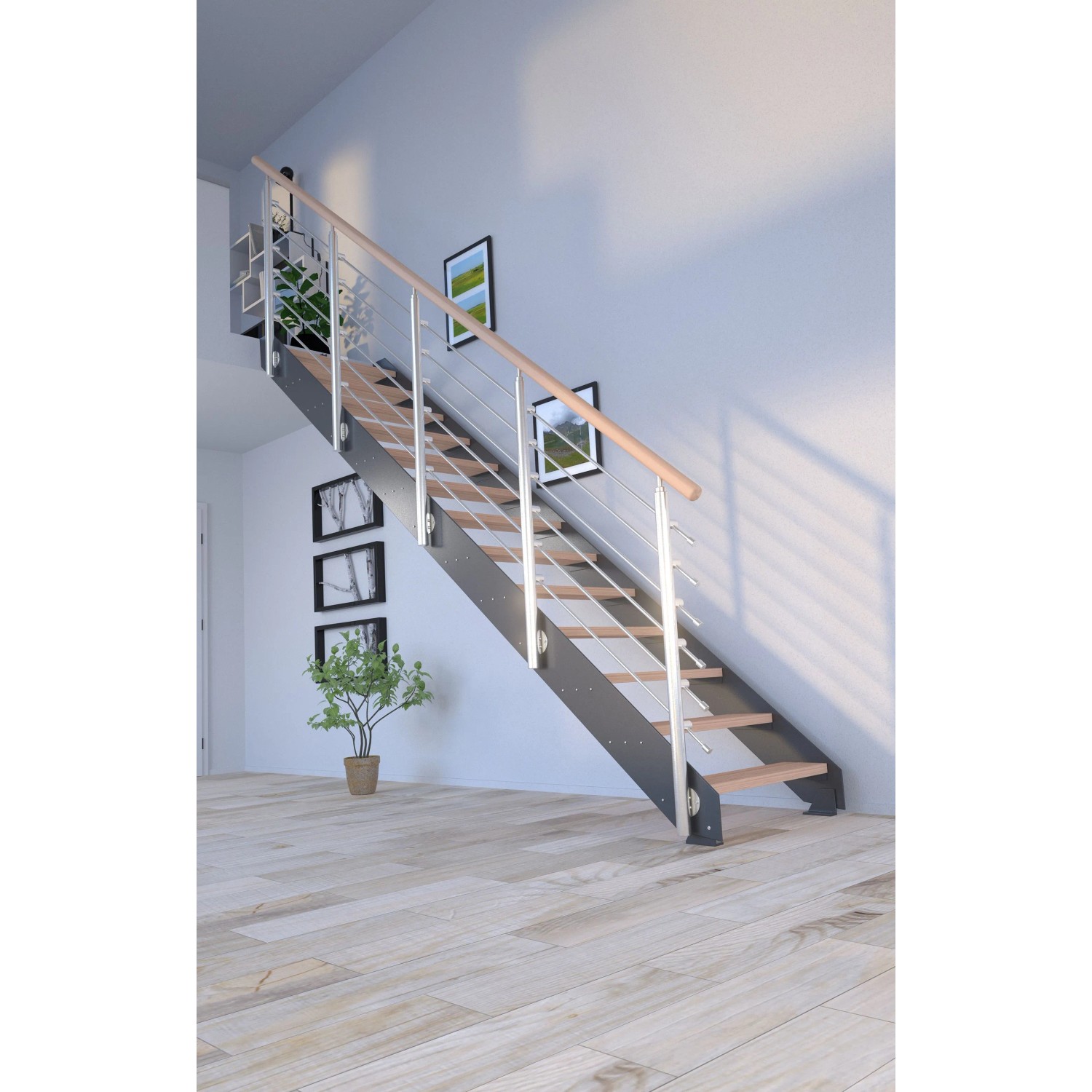 Treppe Kos 16 Stufen Buche Natur 87 cm Design-Geländer Anthrazit FSC®_8