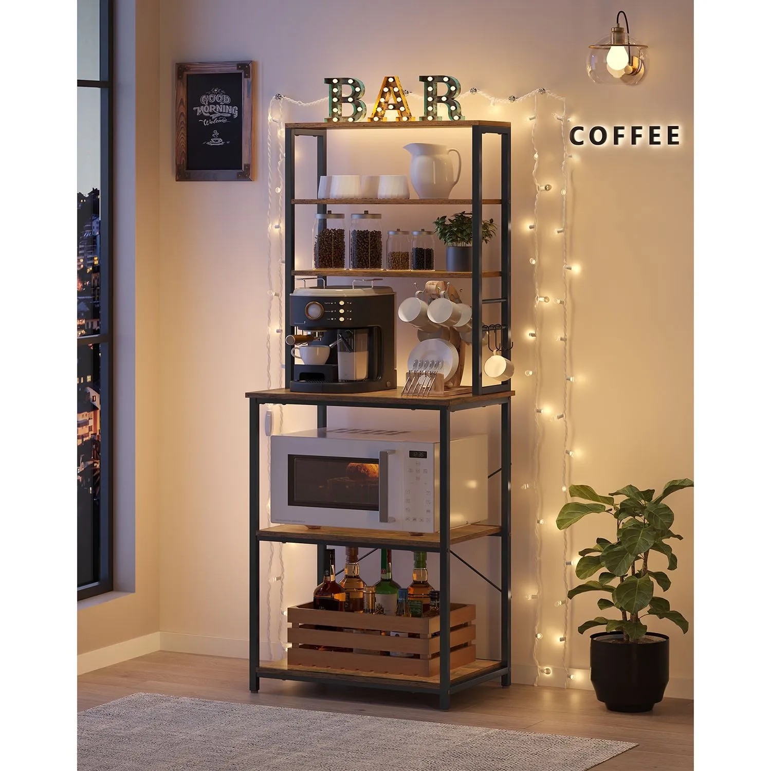 Vasagle Küchenregal 40 cm x 60 cm x 167 cm Braun-Schwarz kaufen bei OBI