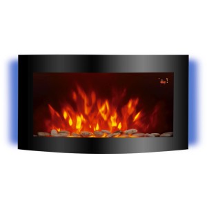 Schwarzer El Fuego Elektrokamin Davos mit LED-Beleuchtung und Flammeneffekt.