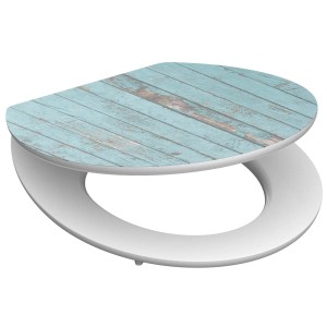 Schütte WC-Sitz Blue Wood mit Absenkautomatik, MDF, blaues Holzdesign.