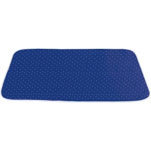 Blaue Wenko Dampf-Bügeldecke (100x65cm) mit weißen Punkten, ideal als Bügelbrett-Ersatz.