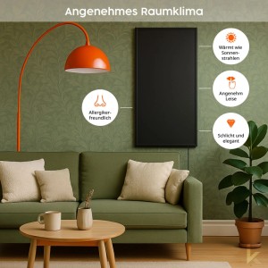 Könighaus Infrarotheizung Black Edition 130 W Kabelausgang Quer Links