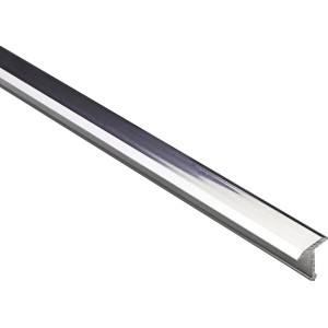 Glänzendes, silbernes T-Fugenprofil aus Aluminium, 9 mm x 0,9 m.