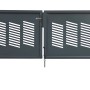 Anthrazitfarbenes Dekor-Doppeltor Stockholm 300x100 cm zum Einbetonieren. Gartentor mit horizontalem Design.