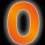 Reflektierende Klebezahl 0, 8 cm, orange, zur Anbringung als Hausnummer.