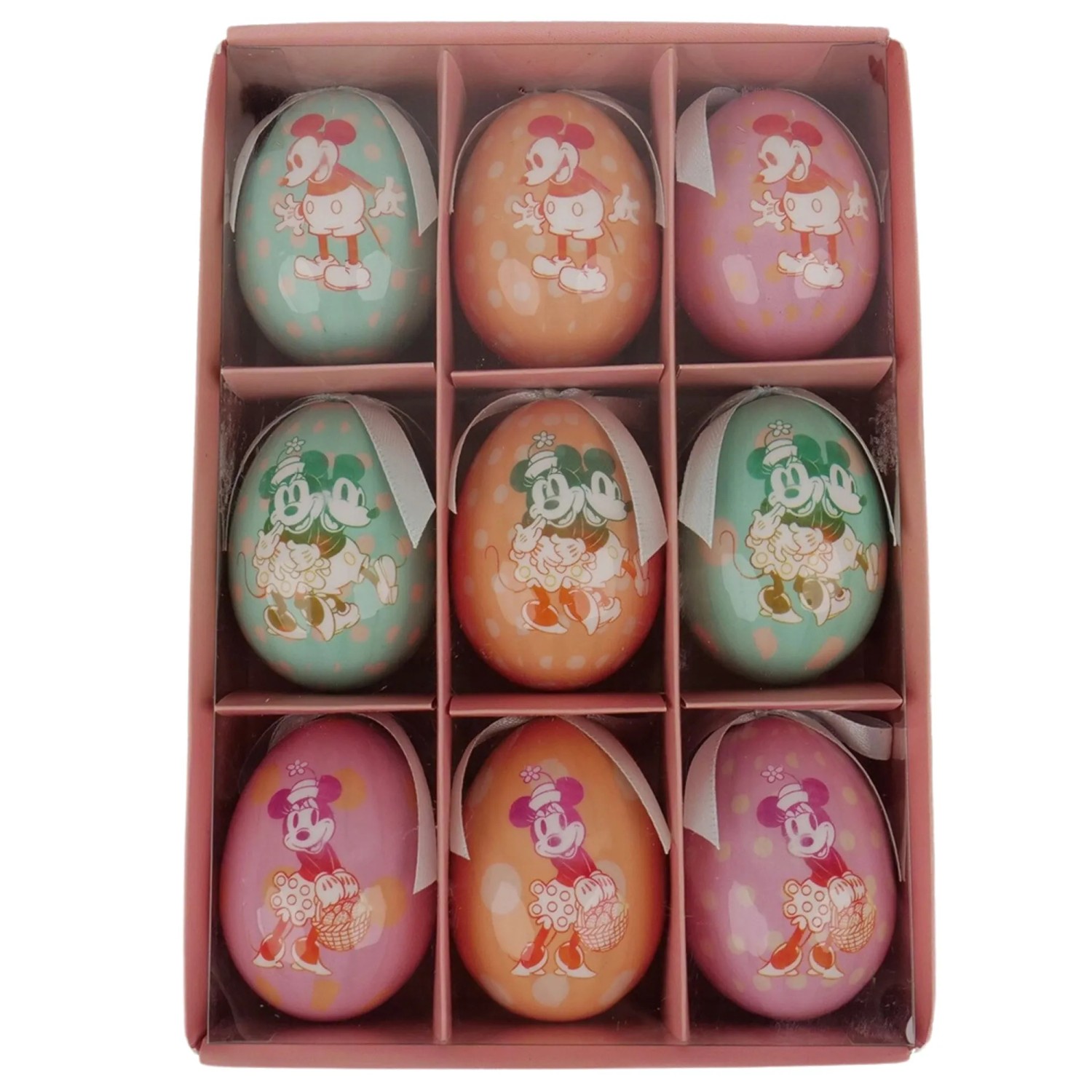 9-teiliges Disney Osterei-Set mit Mickey und Minnie, pastellfarben.