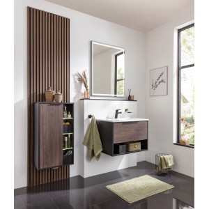 Fackelmann Waschtisch-Set B.Paris, 70,5cm, Schwarz Matt-Rigoletto Eiche, mit Mineralgussbecken.