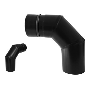 Bertrams Pelletbogen 90° starr Edelstahl Ø 80 mm Schwarz pulverbesch. o. Putztür