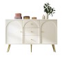 okwish Kommode mit Türen Schubladen Wohnzimmer Schlafzimmer 84x140x40cm Cremeweiß_9
