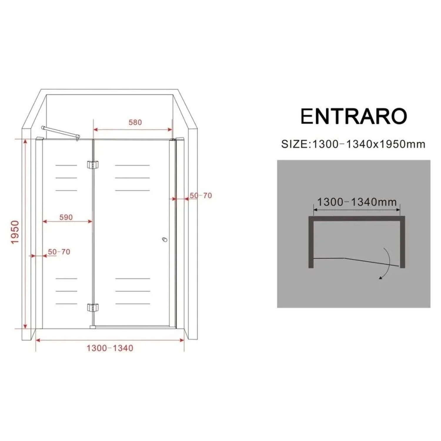 Glasdeals Nischentür ENTRARO 130 x 195 cm 3332_7