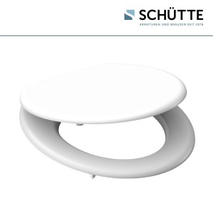 Weißer Schütte Holzkern WC-Sitz für Standard WC-Becken.