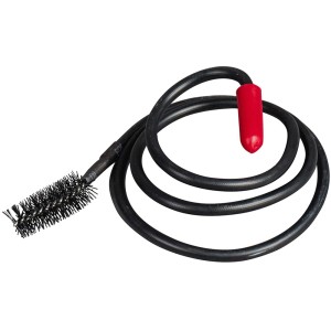 Super Snake Rohrreinigungsbürste mit rotem Griff und Bürstenkopf zur Abflussreinigung.