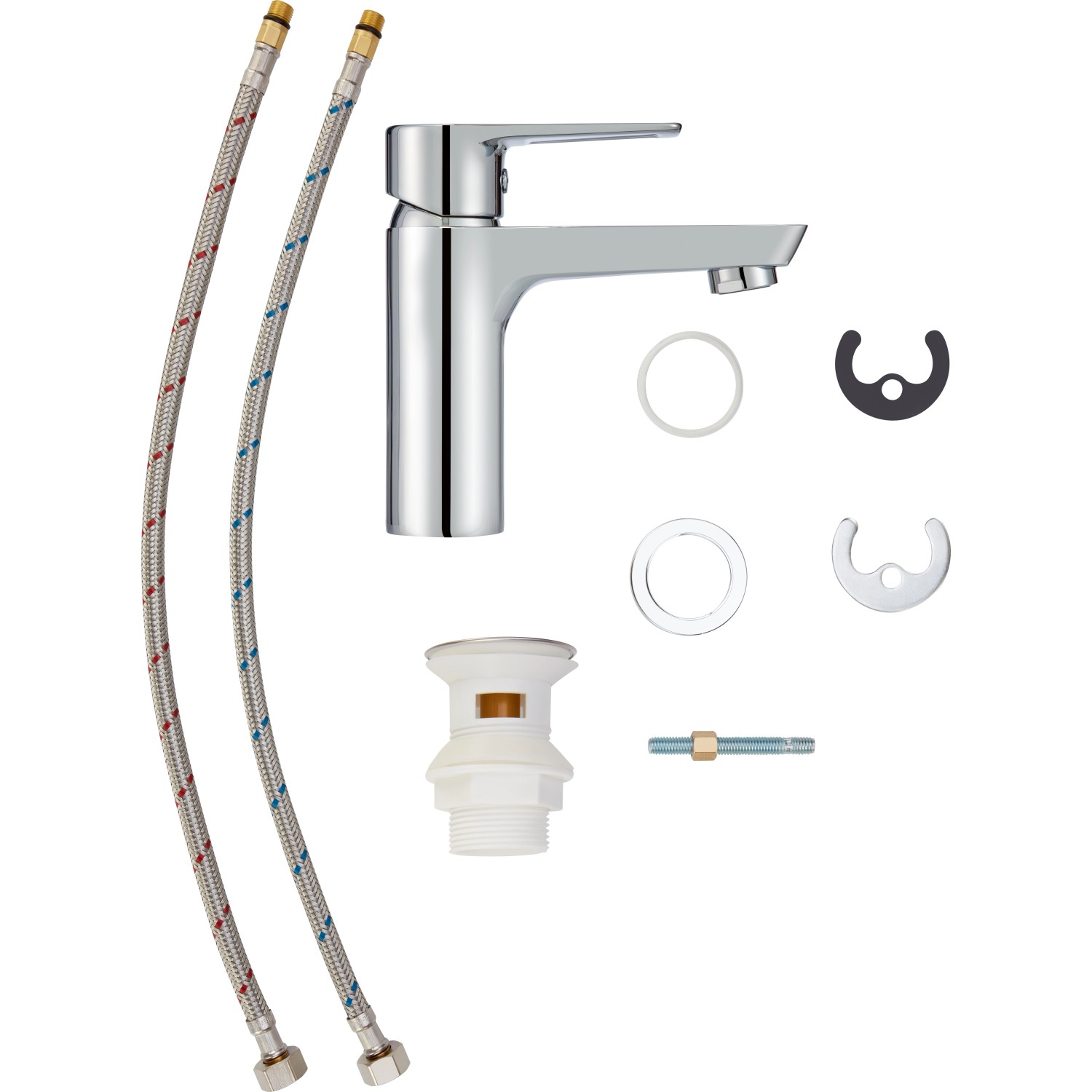 baliv Waschtischarmatur WT-590 Chrom mit Zubehör und Anschlussschläuchen.