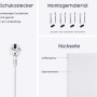 Details der Könighaus Infrarotheizung: Stecker, Montagematerial und Rückseite.