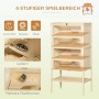 PawHut Kleintierkäfig aus hellem Holz, 5 Etagen, Gitterdach, Glasfront, Rampen und Plattformen für Nagetiere.