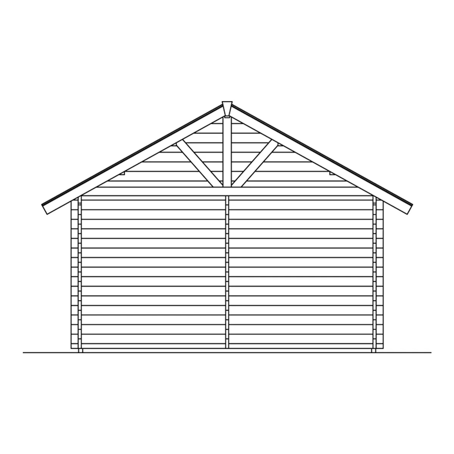 Skizze Skan Holz Gartenhaus Bern 4, 420x660cm, mit Dachlattung. Weekendhaus mit Satteldach.