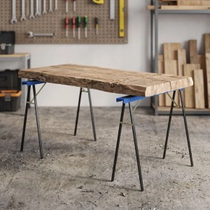 HOMCOM Sawhorse Metall EVA 99,5L x 36,5B x 78,5H cm Blau+Schwarz
