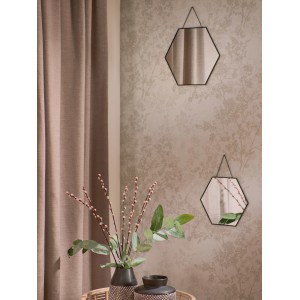 Wandspiegel-Set Minimalist Zen, 3-teilig, mit schwarzen Metallrahmen und Kettenaufhängung.