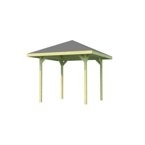 Weka Holz-Pavillon Paradies, imprägniert, 218x218 cm, Gartenlaube mit grauem Dach.