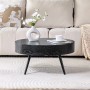 okwish Couchtisch mit Rundem Design und Metallbeinen für Wohnzimmer cm 70x70x35 Schwarz_4
