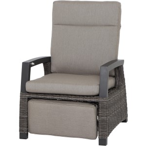 Siena Garden Relaxsessel Corido, anthrazitfarbenes Geflecht, taupefarbene Kissen, mit verstellbarer Rückenlehne.