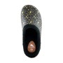 Blackfox Clog Ketti, schwarz mit gelbem Muster, Größe 37, gefütterte Gartenbekleidung.