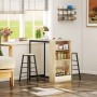 HOMCOM Bartisch Set Eiche mit 2 Barhockern & Regal. Modernes 3-teiliges Stehtisch-Set für Küche/Esszimmer.