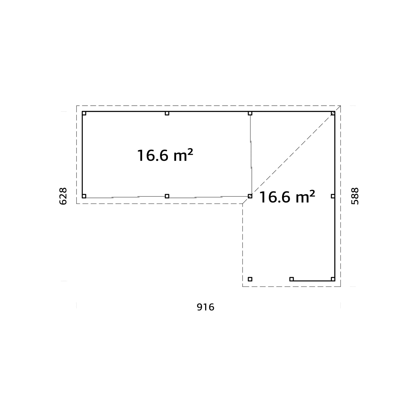 Grundriss Palmako Pavillon Lenna Set 720 Slide Plus, 876x588 cm, weiß lackiert, Weekendhaus.