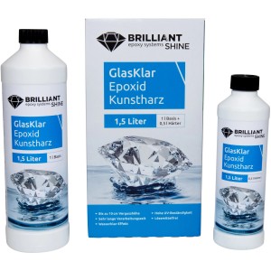 Brilliant Shine Epoxidharz A+B 1,5l: Set mit Harz und Härter für kristallklare Gießharz-Anwendungen.