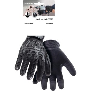 HexArmor Helix 3003 Arbeitshandschuhe Gr. 8, schwarz, mit Protektoren für grobe Arbeiten.