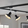 Paulmann GU10 LED-Leuchtmittel, 4,9W, warmweiß, an schwarzer Schiene mit drei Strahlern.