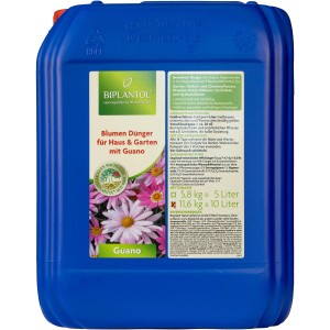 Biplantol Zierpflanzen- und Blumendünger Guano, 10 l Kanister für üppige Blüten.
