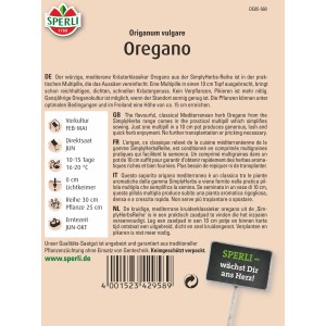 Sperli Oregano SimplyHerbs Multipille, Kräutersamen für mediterrane Küche. Einfache Aussaat im Garten.