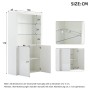 okwish Sideboard mit LED Beleuchtung Glasböden Aufbewahrungsschrank 100x35x170cm Weiß_5