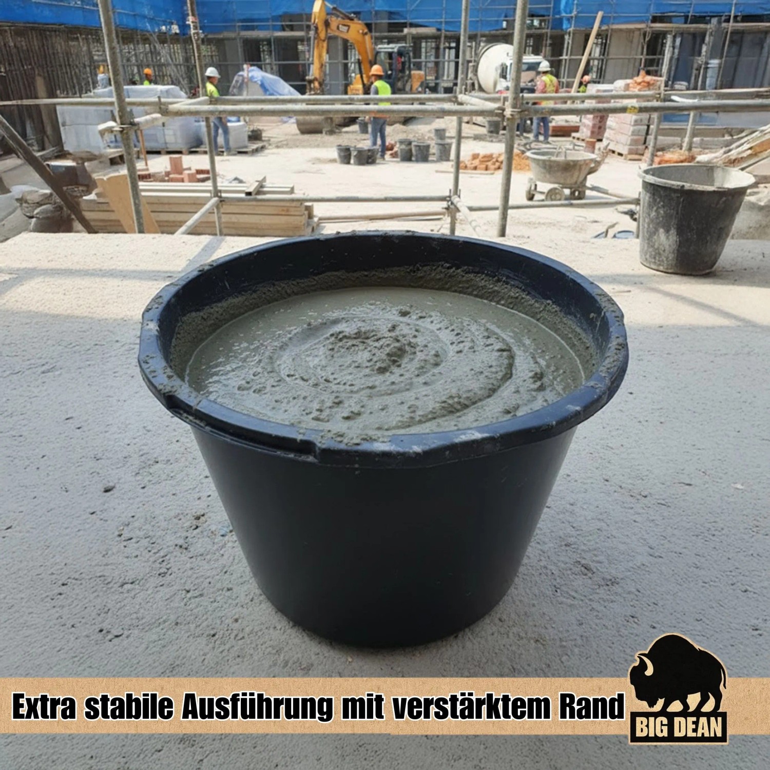BigDean 5 Mörtelkübel 90 Liter Schwarz Kunststoff UV Beständig Stapelbar_4