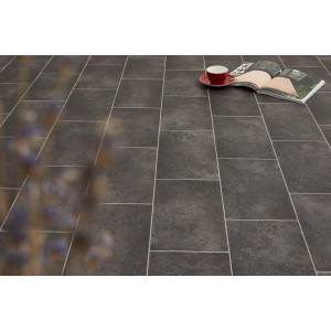 Andiamo PVC Bodenbelag Passion in Anthrazit Fliesenoptik als Meterware.