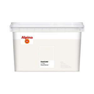 Alpina Innenfarbe Pantone Cloud Dancer 2,5 l in mattem Weiß im Eimer. Hochdeckende Wandfarbe.
