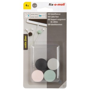 Fix-o-moll Kabelfixierer Macaron, 4er-Set, mehrfarbig, zum einfachen Kabelmanagement.