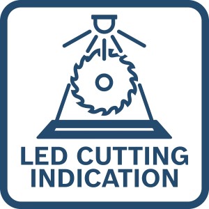 Symbol für LED-Schnittlinienanzeige der Bosch Kapp- und Gehrungssäge GCM 340-305 D.